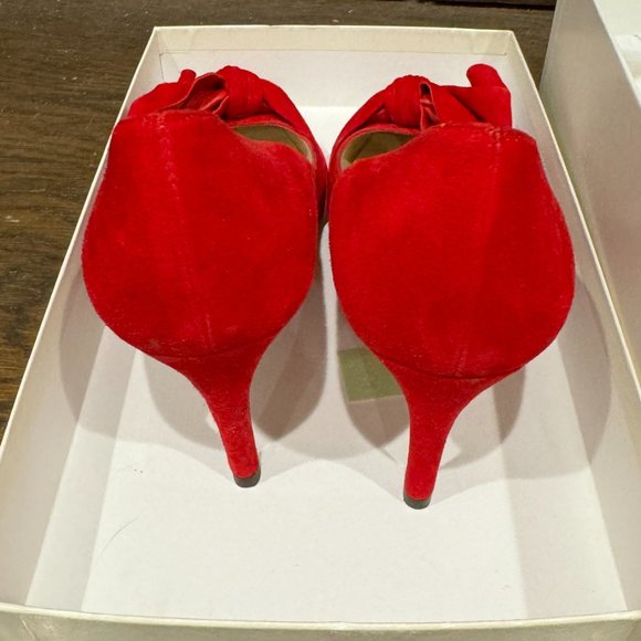 LK Bennett Caitlyn Bow Stiletto Heeled Court Shoes, Roca Red Suede Size 38 - Picture 6 of 9